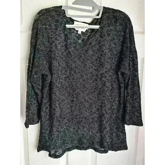 Two by Vince Camuto Black Knit Blouse Medium Womens - Picture 1 of 5